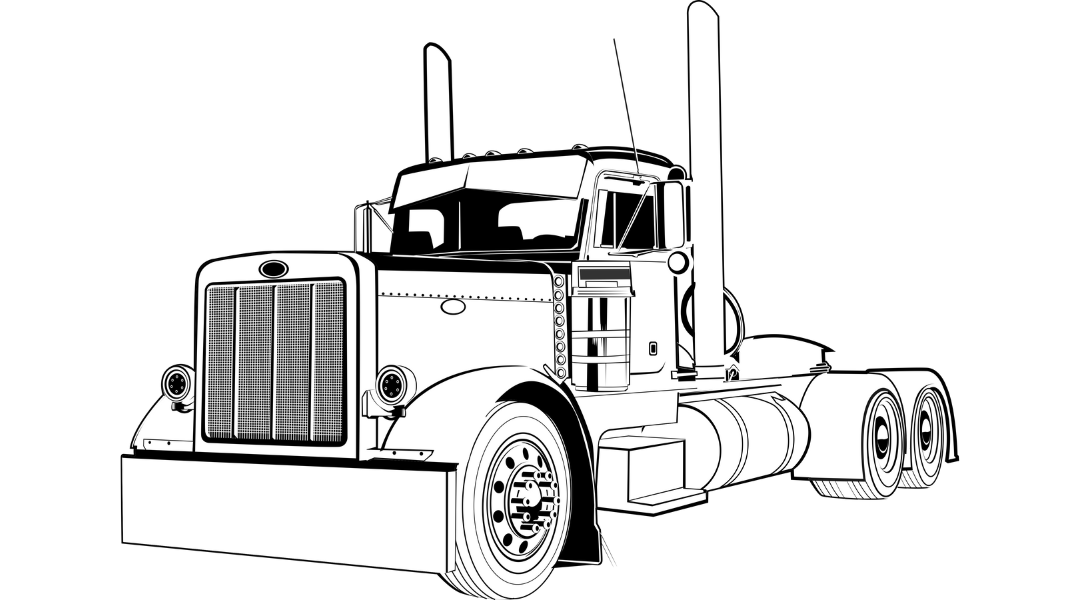 Line Art Custom Drawing Style Truck Drawing