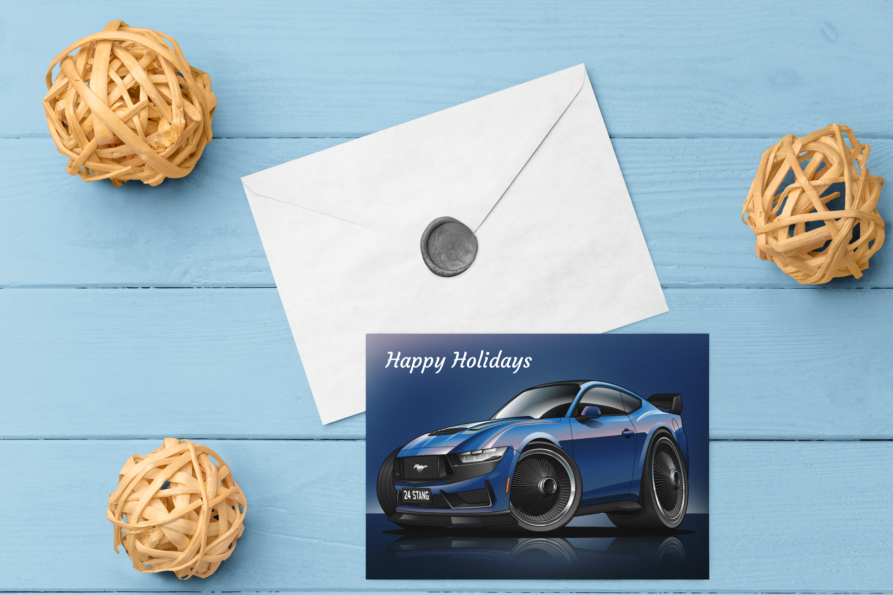 Tuner Customized Holiday Cards and Custom Drawing Style Drawing - 10-pack